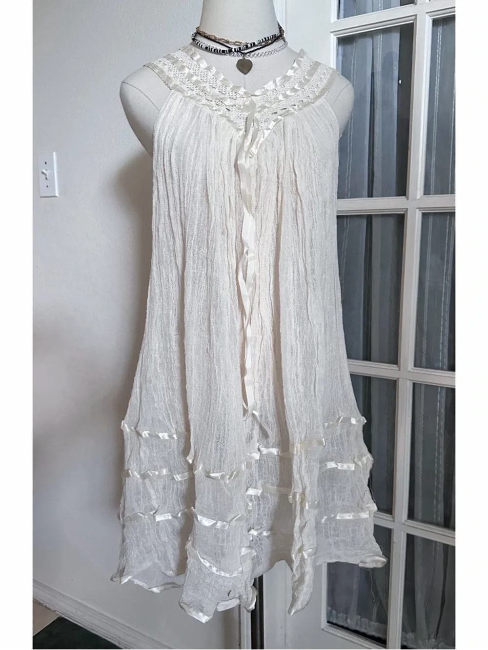 Mexican Angelita  Sleeveless Layered Tunic/Mini Dress - Picture 2 of 2